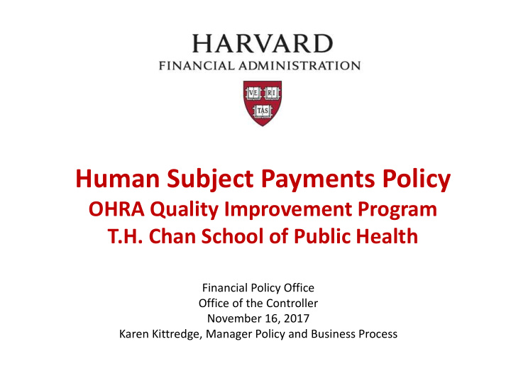 human subject payments policy
