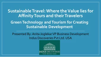 Affinity Tours and their Travelers  Green Technology and Tourism for Creating  Sustainable