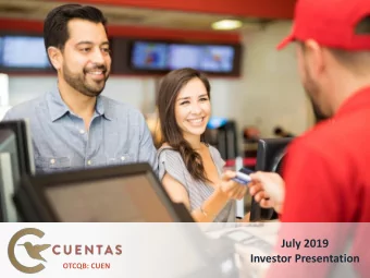 July 2019  Investor Presentation  OTCQB: CUEN  Safe Harbor Statement  This presentation contains