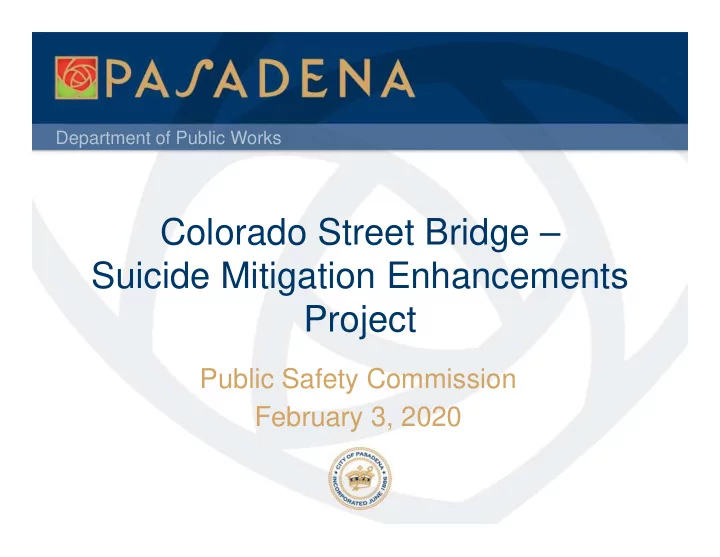 colorado street bridge suicide mitigation enhancements