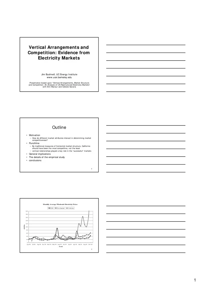 vertical arrangements and competition evidence from