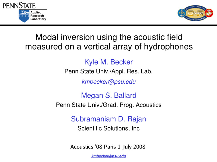 modal inversion using the acoustic field measured on a