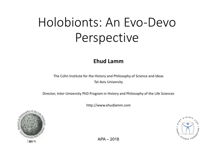 holobionts an evo devo perspective