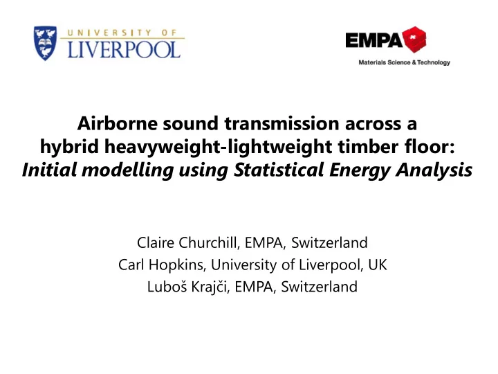 initial modelling using statistical energy analysis