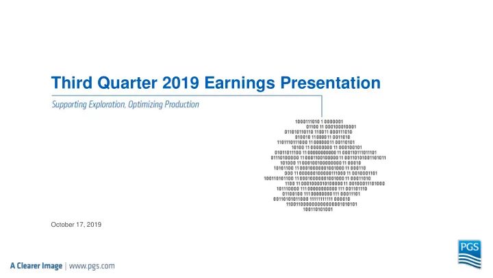 third quarter 2019 earnings presentation