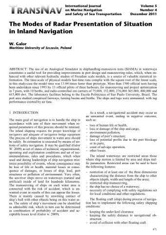 and Safety of Sea Transportation  December 2011  The Modes of Radar Presentation of Situation  in