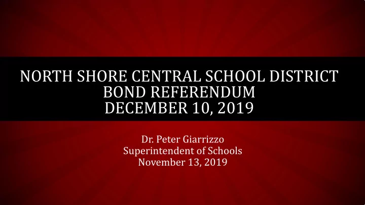 north shore central school district bond referendum