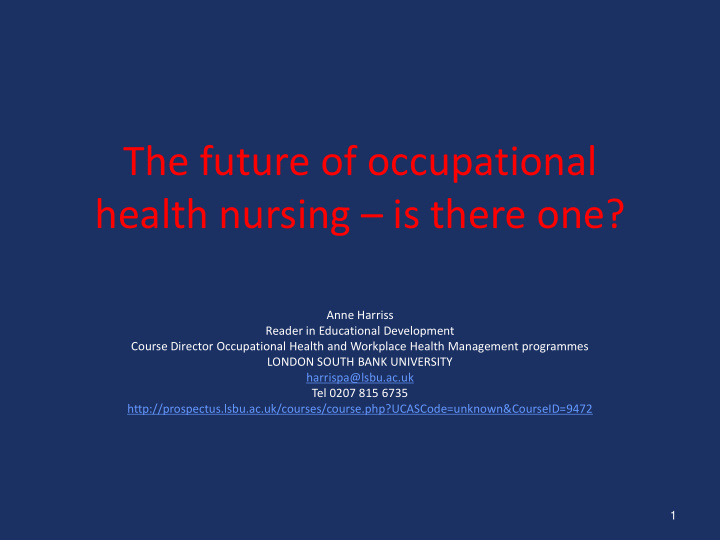 health nursing is there one