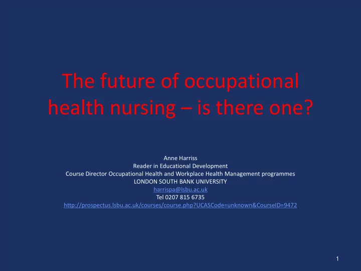 health nursing is there one