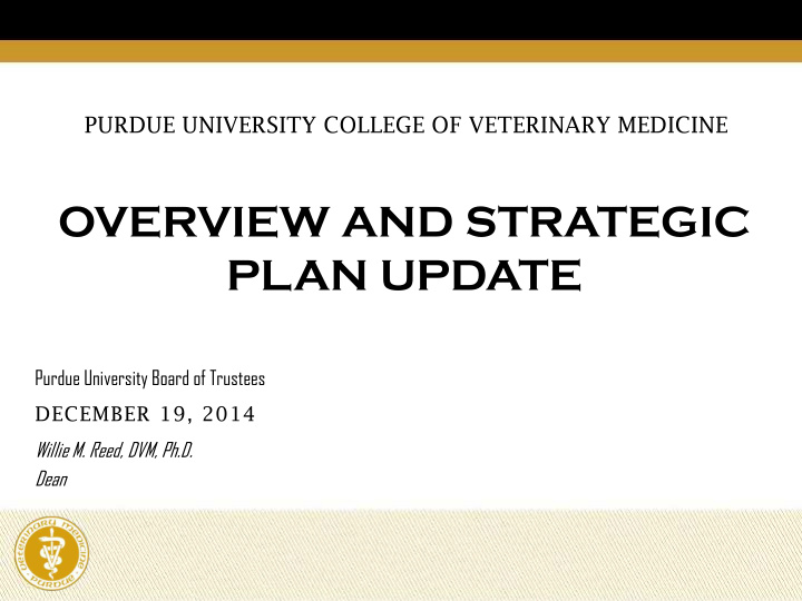 overview and strategic plan update