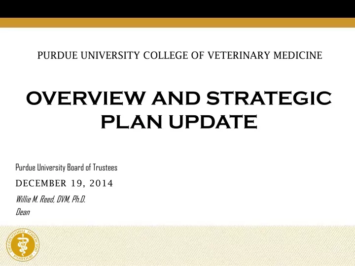 overview and strategic plan update