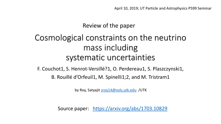 cosmological constraints on the neutrino