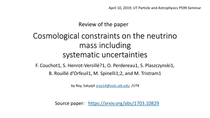 cosmological constraints on the neutrino