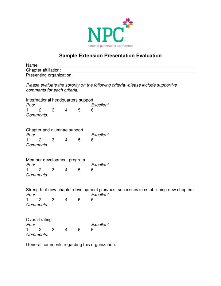 extension evaluation criteria please review the following
