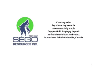 Creating value  by advancing towards  a commercially viable  Copper-Gold Porphyry deposit  at the