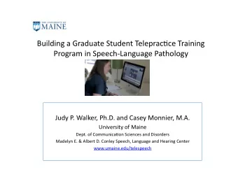 Building  a  Graduate  Student  Teleprac2ce  Training    Program  in