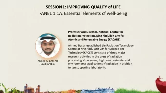 PANEL 1.1A: Essential elements of well-being  Professor and Director, National Centre for