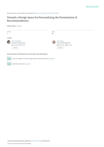 Towards a Design Space for Personalizing the Presentation of  Recommendations Conference Paper