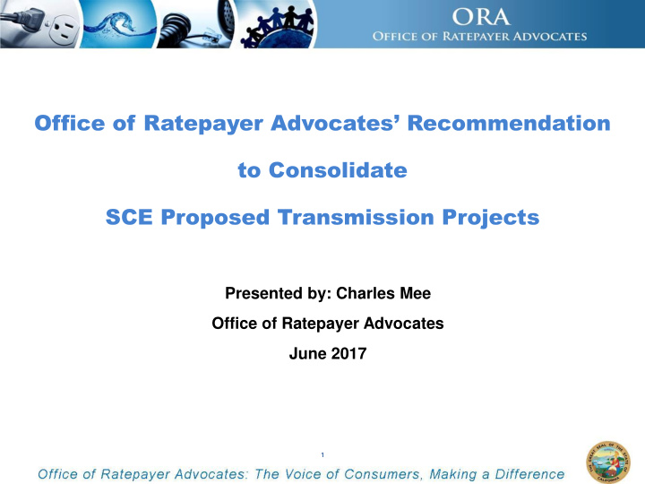 office of ratepayer advocates recommendation to