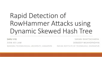 RowHammer Attacks using  Dynamic Skewed Hash Tree  SARU VIG  SARANI BHATTACHARYA  SIEW-KEI LAM