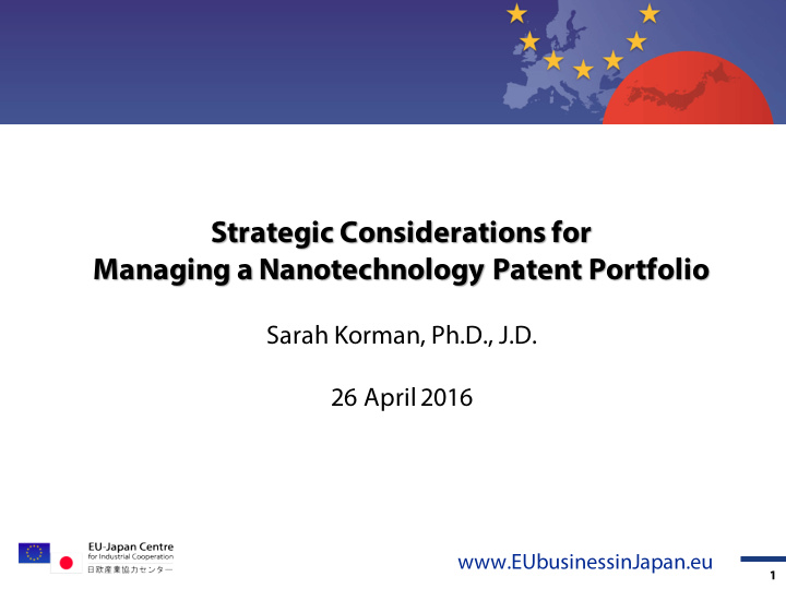 strategic considerations for managing a nanotechnology