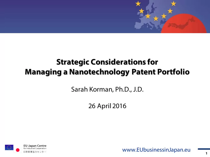 strategic considerations for managing a nanotechnology