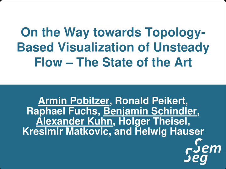 on the way towards topology based visualization of