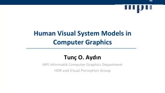 Human Visual System Models in  Computer Graphics Tun O. Aydn  MPI Informatik Computer Graphics