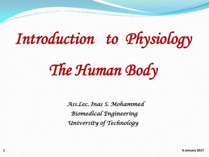 in intr troduction oduction t to p o phy hysiology