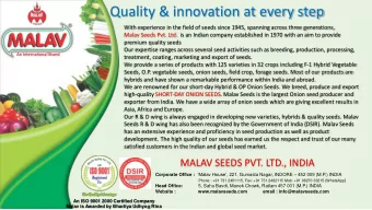 Quality &amp; innovation at every step  With experience in the field of seeds since 1945, spanning