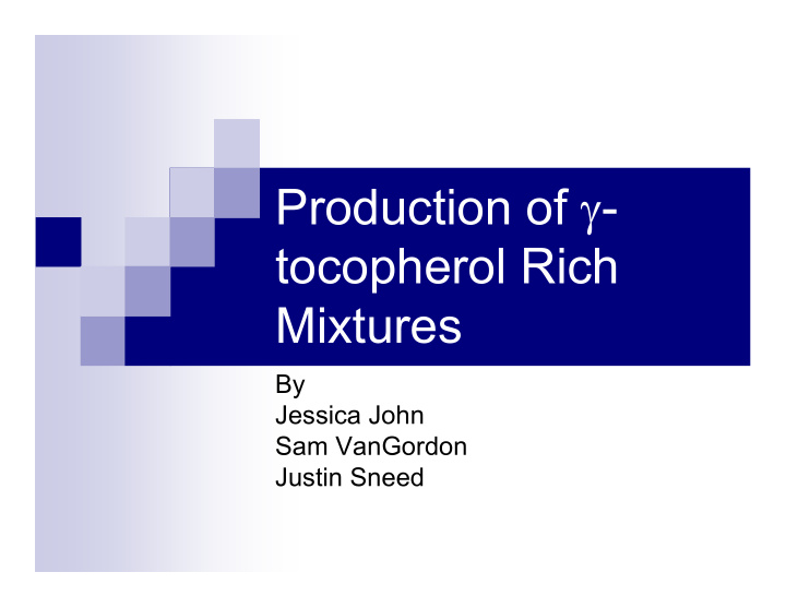 production of tocopherol rich mixtures