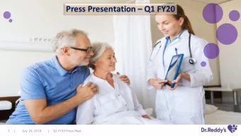 Press Presentation  Q1 FY20  1  |  July 29, 2019  |  Q1 FY20 Press Meet  Safe Harbor Statement