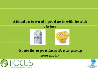 Attitude s towar  ds pr  oduc ts with he alth  c laims  c laims  -Synte tic  r  Synte tic  r  e por