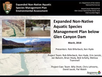 Expanded Non-Native  Aquatic Species  Management Plan below  Glen Canyon Dam  March, 2018