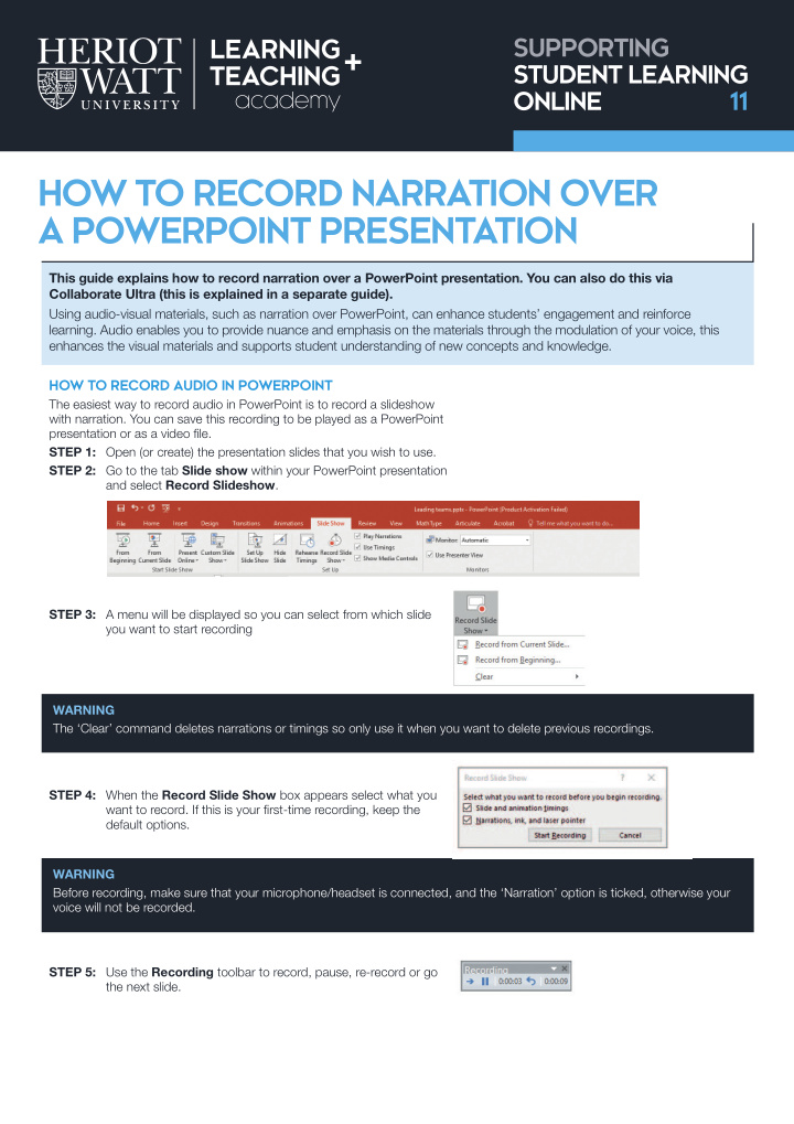 how to record narration over a powerpoint presentation