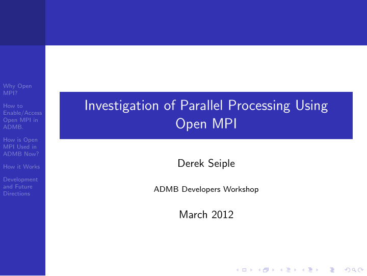 investigation of parallel processing using