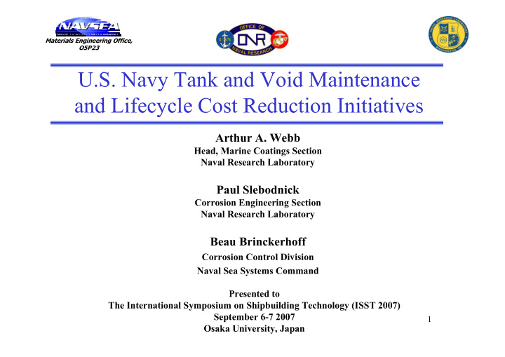 u s navy tank and void maintenance and lifecycle cost