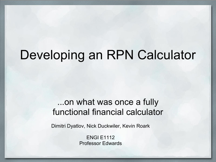 developing an rpn calculator