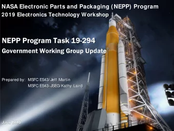NEPP Program Task 19-294  Government Working Group Update  N  Prepared by: MSFC ES43/Jeff Martin