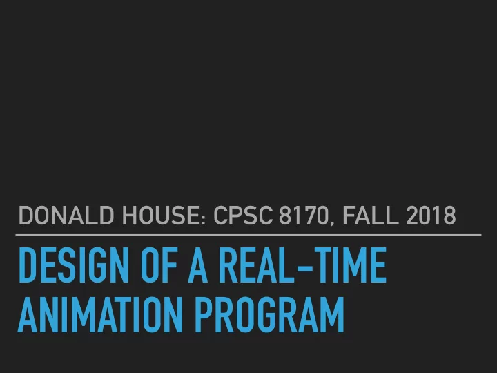 design of a real time animation program demo