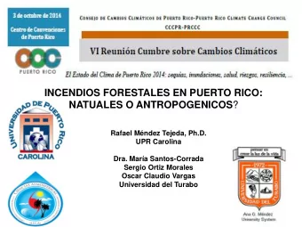 INCENDIOS FORESTALES EN PUERTO RICO: NATUALES O ANTROPOGENICOS ?  Rafael Mndez Tejeda, Ph.D.  UPR