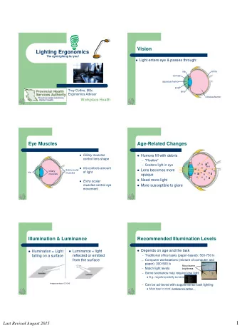 1  Last Revised August 2015  Luminance Ratios  Luminance Ratios  Ratio of amount of light