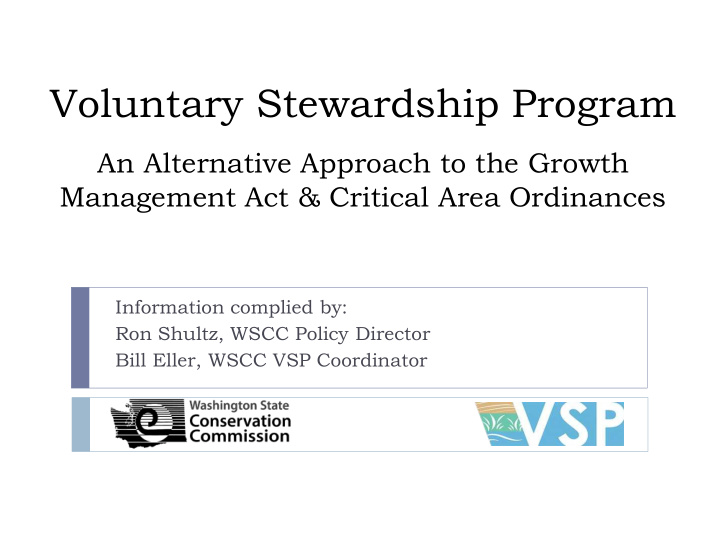 voluntary stewardship program