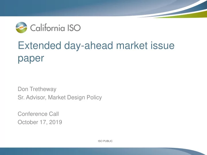extended day ahead market issue paper