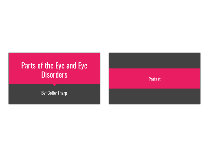 parts of the eye and eye disorders