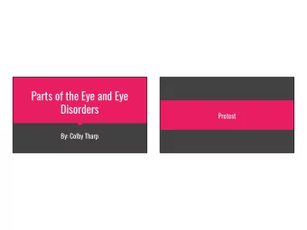 Parts of the Eye and Eye  Disorders  Pretest  By: Colby Tharp  Parts of the Eye  Parts of the Eye