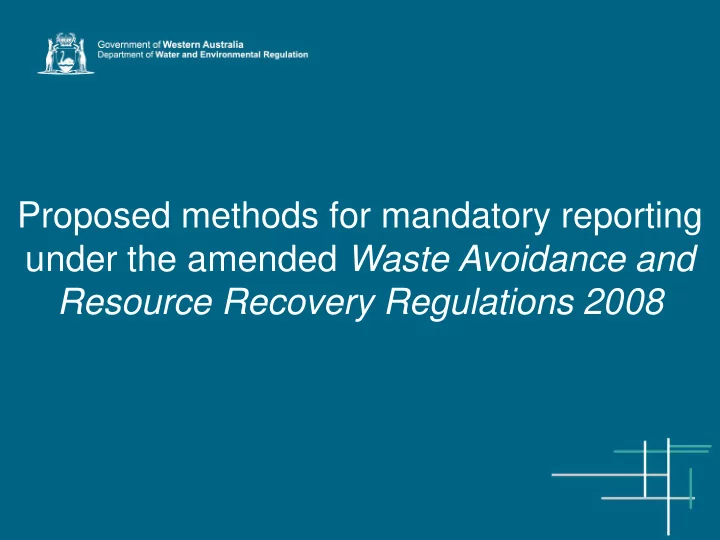proposed methods for mandatory reporting under the