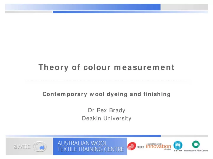 theory of colour m easurem ent