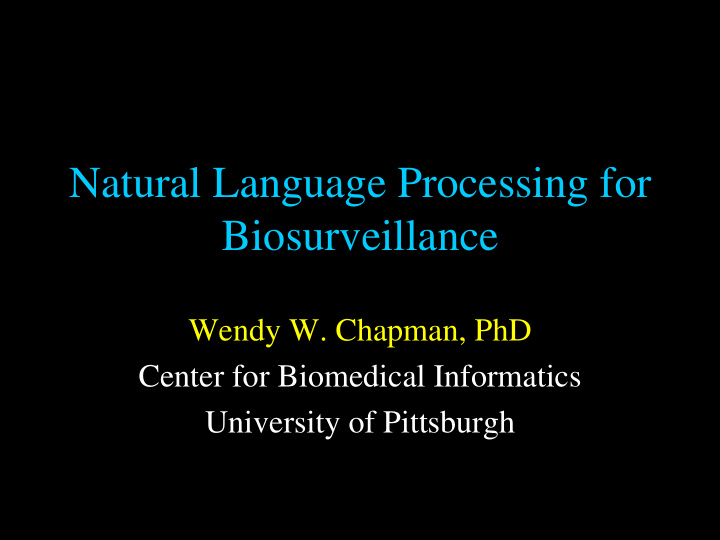 natural language processing for biosurveillance