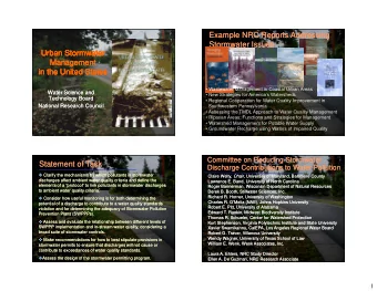 Example NRC Reports Addressing  Example NRC Reports Addressing  Stormwater Issues  Stormwater